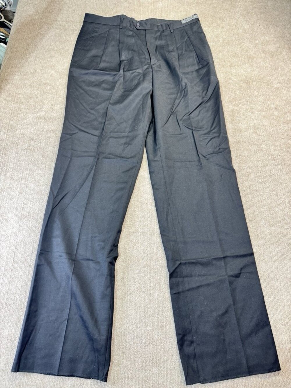 Giorgio Cosani Wool Dress Pants 38W Black Flat Front Business Classic